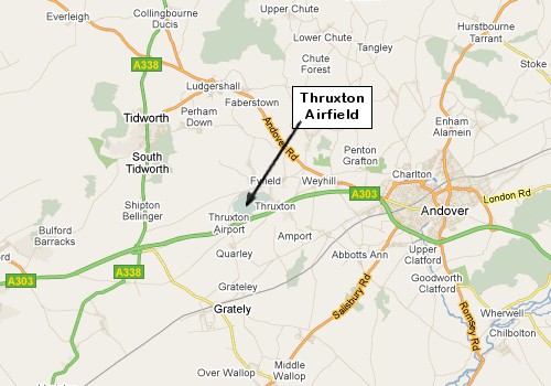 Map showing location of thruxton Airfield Map